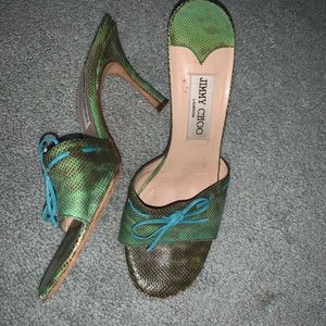 Jimmy Choo Green Slip on Heels